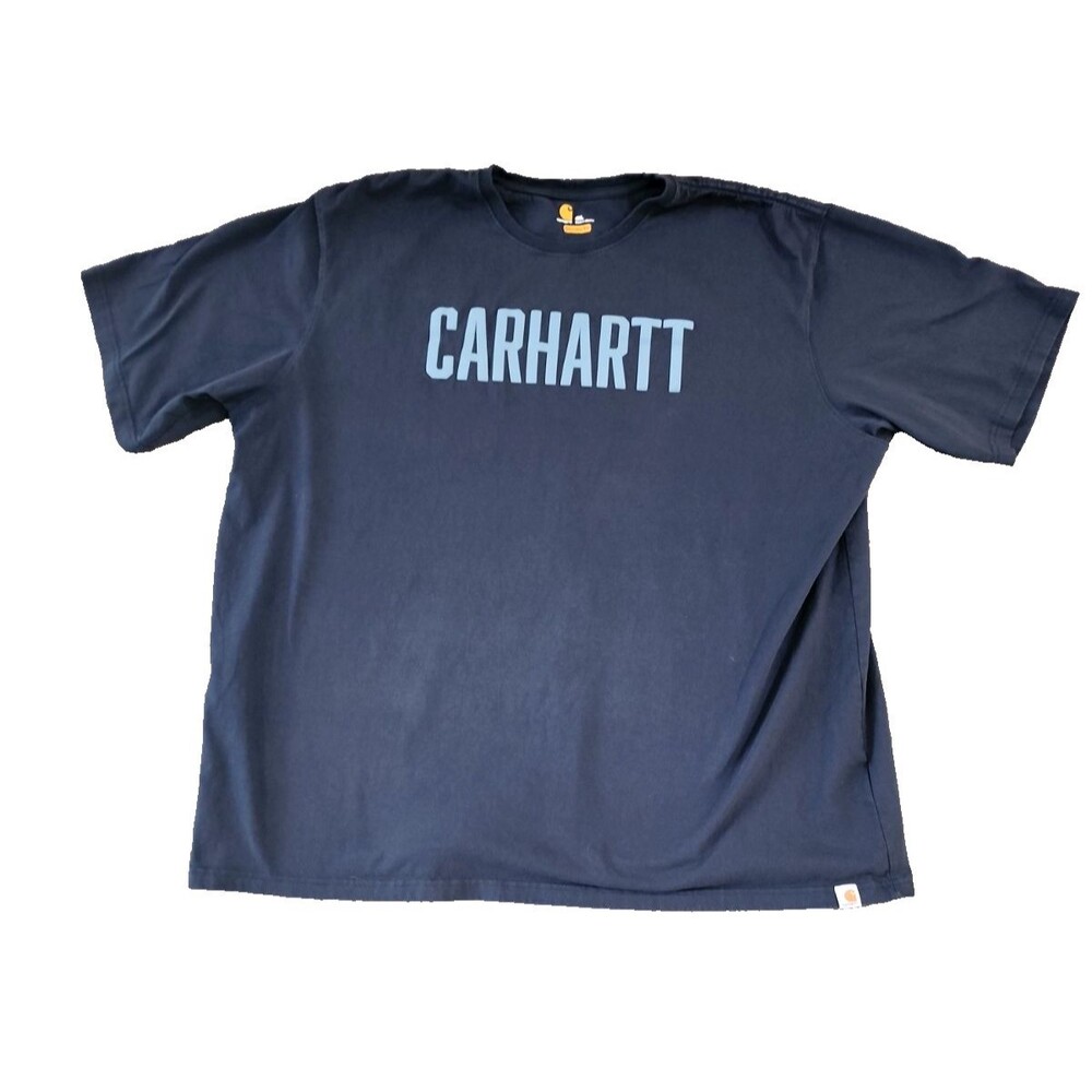 Carhartt T Shirt Mens 4XL Original Fit 103177 Large Logo Tee Dark Blue Cotton